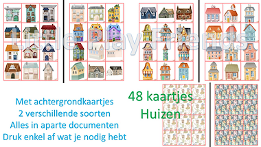 Lesmateriaal memory huizen van auteur Little Play Friends slide 3