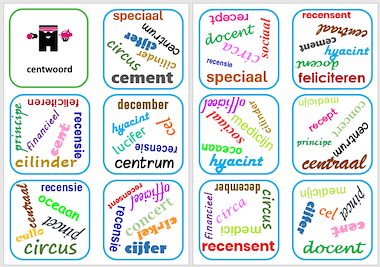 Lesmateriaal Dobble-spel  centwoord van auteur Janet Baptist