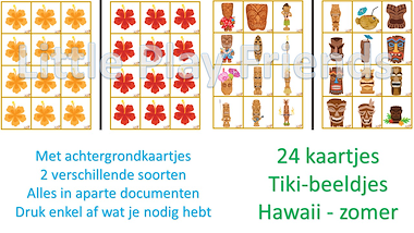 Lesmateriaal Memory: tiki-beeldjes - hawaii - zomer van auteur Little Play Friends slide 2
