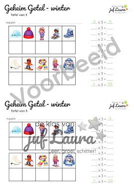 Lesmateriaal Winter - Bundel - Geheim Getal - Tafel van 1 t/m 12 van auteur De klas van juf Laura slide 3