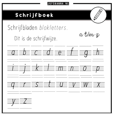 Lesmateriaal Schrijven | Werkbladen blokletters van auteur Juf Shanna slide 2
