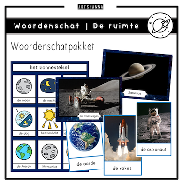 Lesmateriaal Thema de ruimte (heelal) | Woordenschatpakket van auteur Juf Shanna