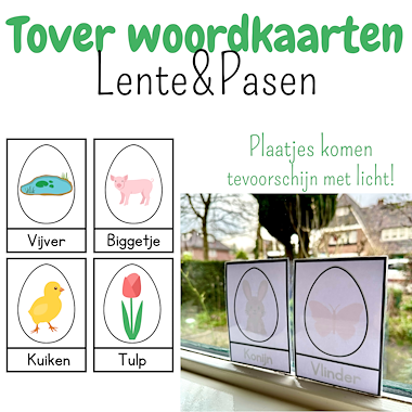 Lesmateriaal Tover woordkaarten Lente en Pasen kleuters peuters van auteur My Teacher Shares