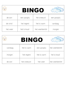 Lesmateriaal Bingo la méteo van auteur Juf Shany slide 2
