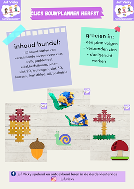 Lesmateriaal Clics voorbeeldkaarten thema herfst van auteur juf Vicky derde kleuterklas slide 1