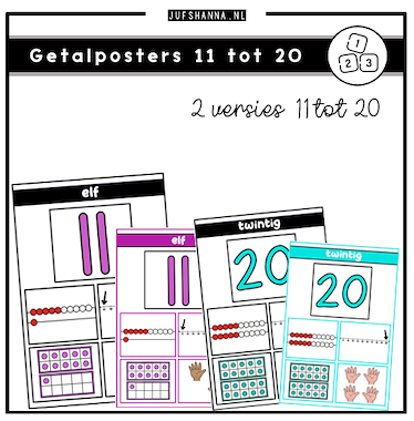 Lesmateriaal Getalposters 11 tot 20 van auteur Juf Shanna