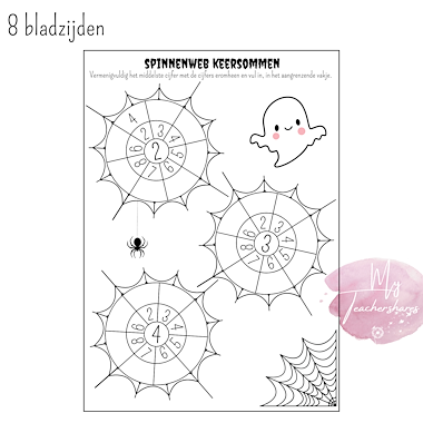 Lesmateriaal Spinnenweb keersommen rekenen herfst halloween tafels van auteur My Teacher Shares slide 3