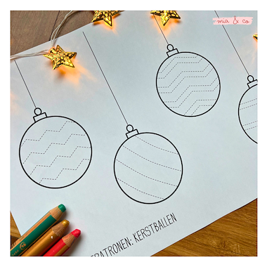 Lesmateriaal Kerstballen Schrijfpatronen van auteur MiaenCo slide 2