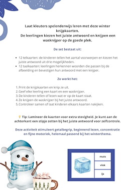Lesmateriaal Winter Knijpkaarten – Tellen & Lezen voor Kleuters van auteur Juf_C slide 2