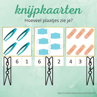 Lesmateriaal Thema ziek zijn - knijpkaarten tellen 1-24 van auteur Nanny Melissa
