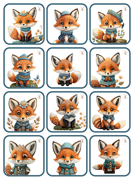 Lesmateriaal Memory: schattige vosjes van auteur Little Play Friends slide 2