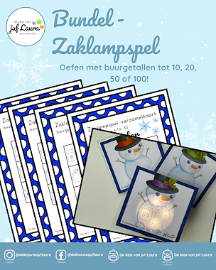 Lesmateriaal Winter - Bundel - Zaklampspel - Buurgetallen van auteur De klas van juf Laura