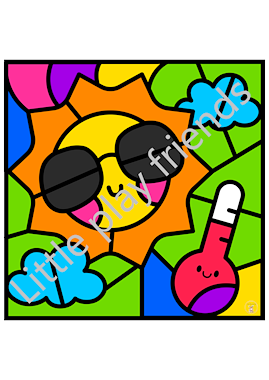 Lesmateriaal Kleuren naar voorbeeld thema het weer  van auteur Little Play Friends slide 4