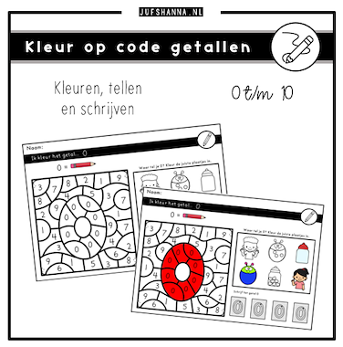 Lesmateriaal Getallen | Kleur op code (getallen tot 10) van auteur Juf Shanna