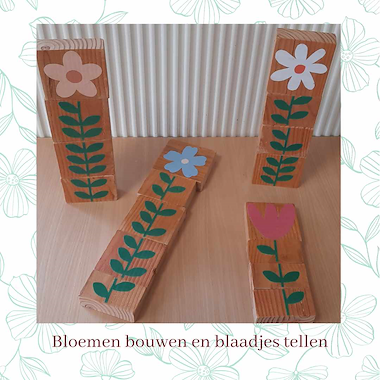 Lesmateriaal bloemen stapelspel van auteur Juf Babs