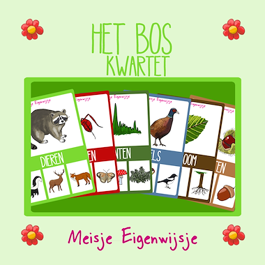 Lesmateriaal Het bos - kwartet van auteur Meisje Eigenwijsje