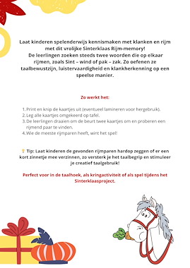 Lesmateriaal Sinterklaas Rijm-memory – spelenderwijs rijmen leren! van auteur Juf_C slide 2