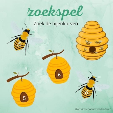Lesmateriaal Insecten en kriebelbeestjes - zoek de bijenkorven KLEUTERS van auteur Nanny Melissa