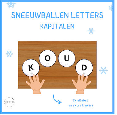 Lesmateriaal sneeuwballen schrijfhoek - kapitalen van auteur Juf Steffi