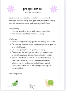 Lesmateriaal propjesdictee woorden met ch of g van auteur Juf Kitty B slide 2