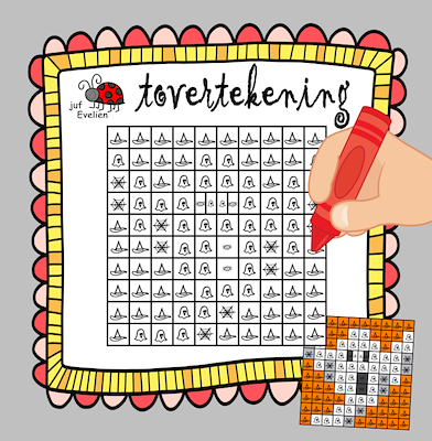 Lesmateriaal tovertekening halloween spook van auteur juf Evelien