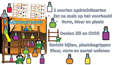 Lesmateriaal plaatsbegrippen met opdrachtkaarten: halloween, toveren van auteur Little Play Friends