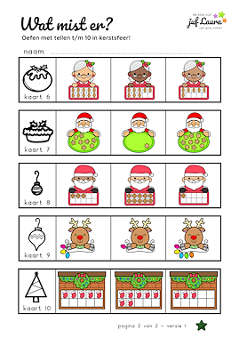 Lesmateriaal Wat mist er? Tellen t/m 10 (*) - Kerst van auteur De klas van juf Laura slide 2