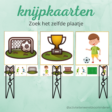 Lesmateriaal EK voetbal - knijpkaarten zoek het zelfde plaatje van auteur Nanny Melissa