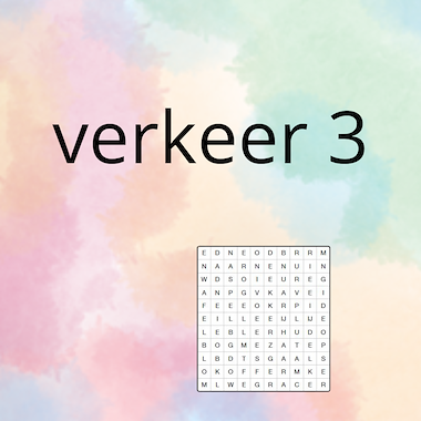 Lesmateriaal AN - het verkeer (deel 3) - spel 4: woordzoeker van auteur Peggy Van Rompaey