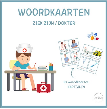 Lesmateriaal woorkaarten - ziek zijn / dokter van auteur Juf Steffi