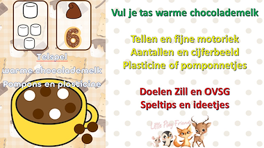 Lesmateriaal plasticinekaarten - telspel - warme chocolademelk van auteur Little Play Friends