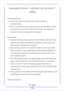 Lesmateriaal bewegend leren - splitsen tot en met 5 van auteur Juf Kitty B slide 2