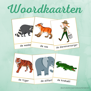 Lesmateriaal dierentuin - woordkaarten van auteur Nanny Melissa