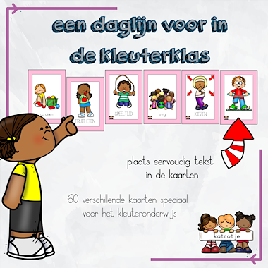 Lesmateriaal daglijn voor in de kleuterklas (roze rand) van auteur katrotje