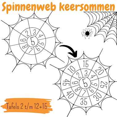 Lesmateriaal Spinnenweb keersommen rekenen herfst halloween tafels van auteur My Teacher Shares
