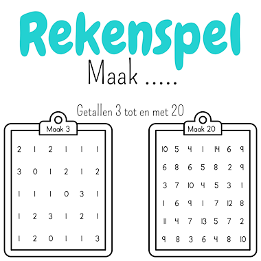 Lesmateriaal Maak... Rekenspel optellen plussommen rekenen tot en met 20 van auteur My Teacher Shares