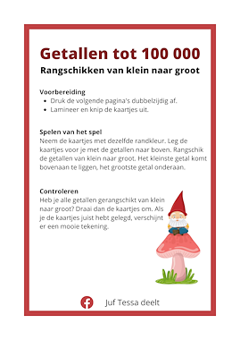 Lesmateriaal Getallen tot 100 000 rangschikken van auteur Juf Tessa deelt slide 2