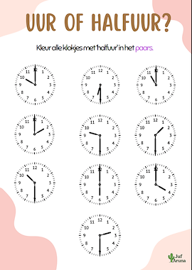 Lesmateriaal Oefenbundel kloklezen: uur en halfuur van auteur Aruna_vrtngn slide 3