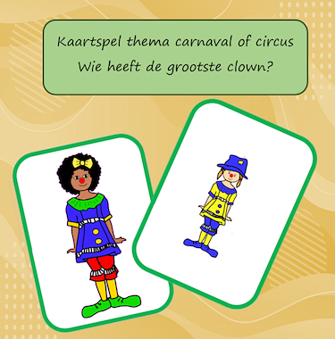Lesmateriaal kaartspel Wie heeft de grootste clown? van auteur Jabbedabbedoe
