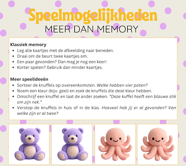 Lesmateriaal Knuffel plaatjesmatch, meer dan memory van auteur Speelspiratie slide 3