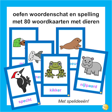 Lesmateriaal 80 dieren woordkaarten van auteur JufJoyceKuenen slide 1