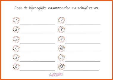 Lesmateriaal Zoekspel - bijvoeglijke naamwoorden van auteur Juf Tessa deelt slide 2