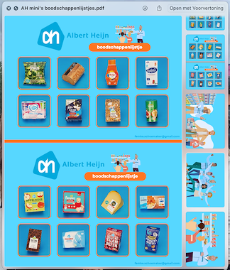 Lesmateriaal AH Mini's boodschappenlijstjes en posters van auteur Femke Schoemaker