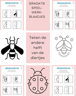 Lesmateriaal Kriebeldiertjes: teken de andere helft van auteur Little Play Friends