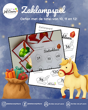Lesmateriaal Sinterklaas - Zaklampspel - Tafel van 10 t/m 12 van auteur De klas van juf Laura slide 1
