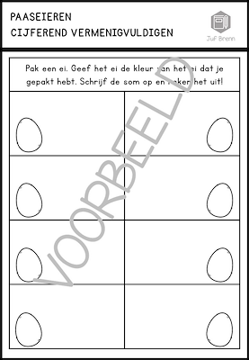 Lesmateriaal PAASEIEREN: CIJFEREND VERMENIGVULDIGEN ACTIVITEIT van auteur Juf Brenn slide 2