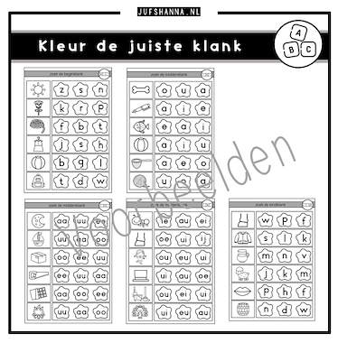 Lesmateriaal Klanken oefenen | Kleur de juiste klank van auteur Juf Shanna slide 2