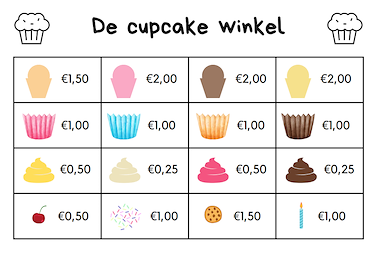 Lesmateriaal De cupcake winkel - geldrekenen van auteur LeerLaLand