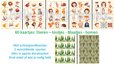 Lesmateriaal Memory: het bos - kindjes-dieren-blaadjes-bomen van auteur Little Play Friends slide 2