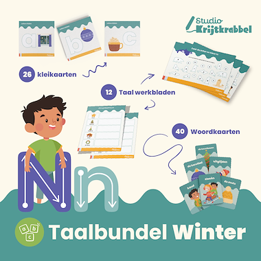 Lesmateriaal Taalbundel Winter | Werkbladen voor Groep 1 en 2 van auteur Studio Krijtkrabbel